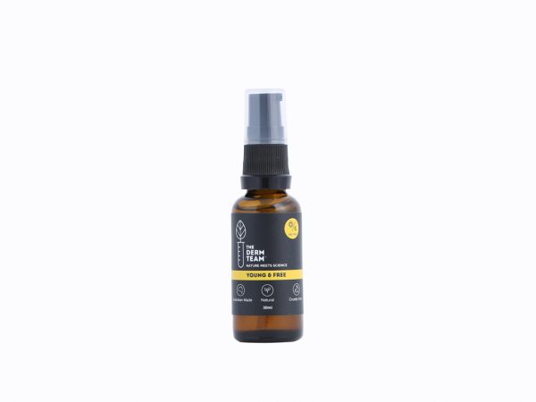 Natural Vitamin C Serum in a Pump Bottle | Young & Free | The Derm Teams Free